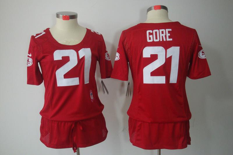 Womens NEW San Francisco 49ers 21 Frank Gore breast Cancer Awareness Red Jerseys