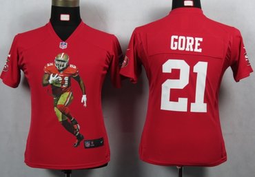 Womens NEW NFL San Francisco 49ers 21 Gore Red Portrait Fashion Game Jerseys