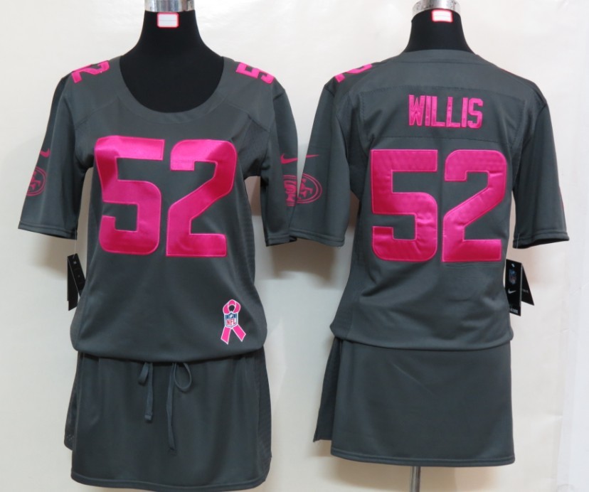 Womens NEW San Francisco 49ers 52 Willis Elite breast Cancer Awareness Dark grey Jerseys