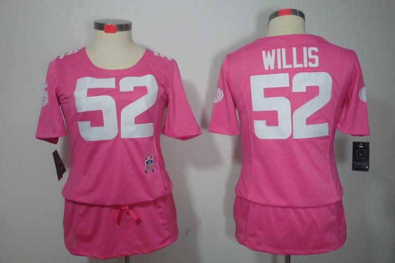 Womens NEW San Francisco 49ers 52 Willis Elite breast Cancer Awareness Pink Jerseys