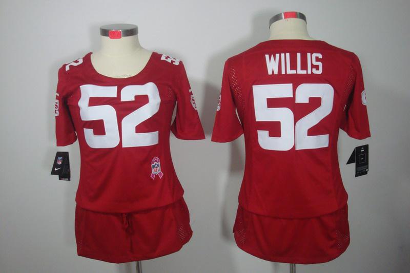 Womens NEW San Francisco 49ers 52 Willis Elite breast Cancer Awareness Red Jerseys