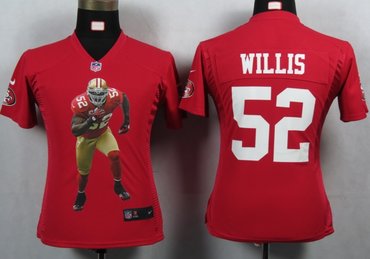 Womens NEW NFL San Francisco 49ers 52 Willis Red Portrait Fashion Game Jerseys