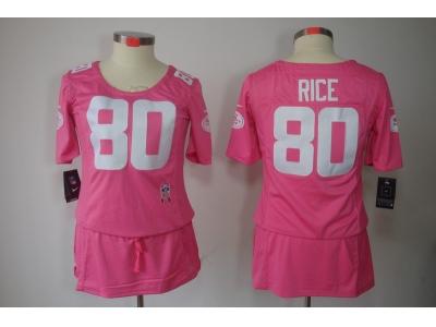 Womens NEW San Francisco 49ers 80 Rice Elite breast Cancer Awareness Pink Jerseys