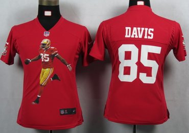 Womens NEW NFL San Francisco 49ers 85 Davis Red Portrait Fashion Game Jerseys