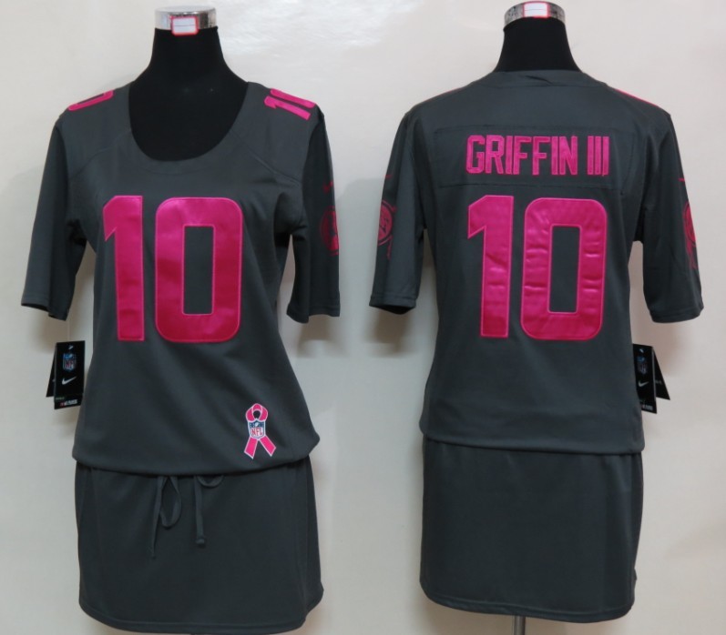 Womens NEW Washington Red Skins 10 Griffin III Elite breast Cancer Awareness Dark grey Jersey