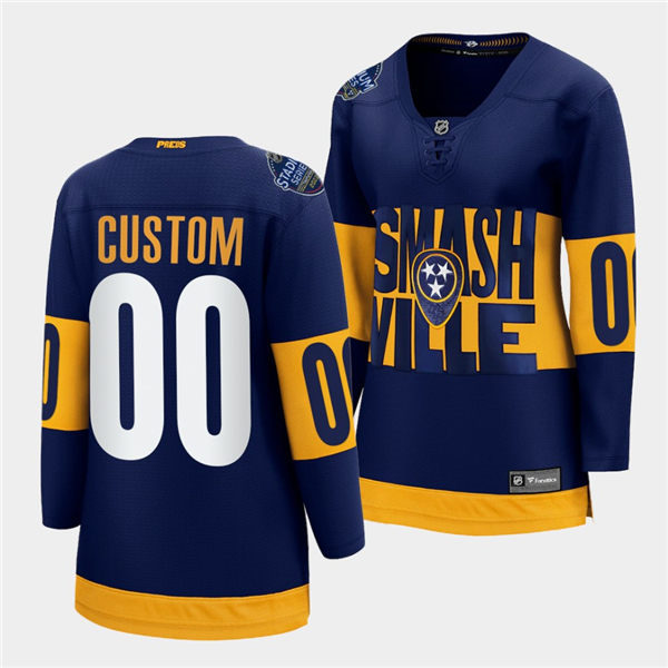 Womens Nashville Predators Custom Adidas Navy 2022 Stadium Series Jersey Stitched