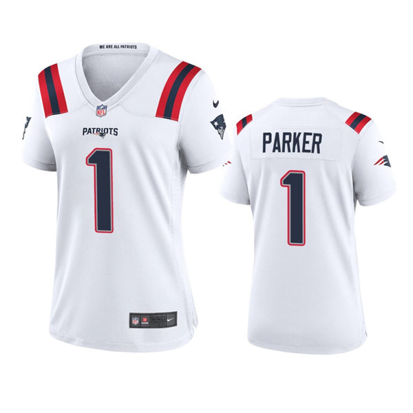 Womens New England Patriots #1 DeVante Parker Nike White Limited Jersey