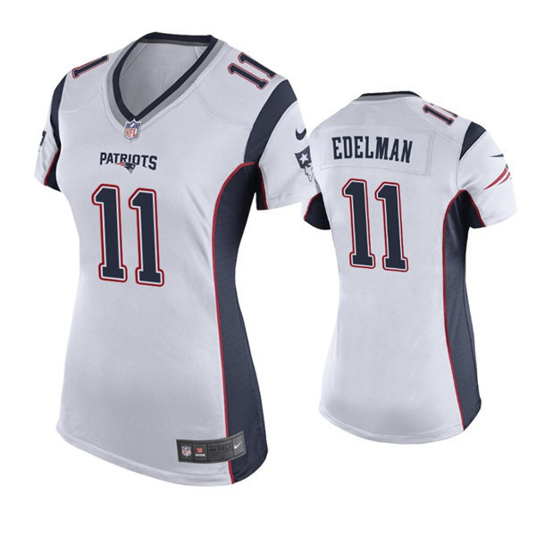 Womens New England Patriots #11 Julian Edelman Nike White Retro Limited Jersey