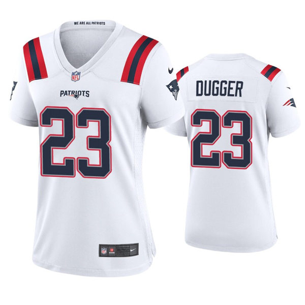 Womens New England Patriots #23 Kyle Dugger Nike White Limited Jersey