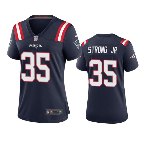 Womens New England Patriots #35 Pierre Strong Jr. Nike Navy Limited Jersey