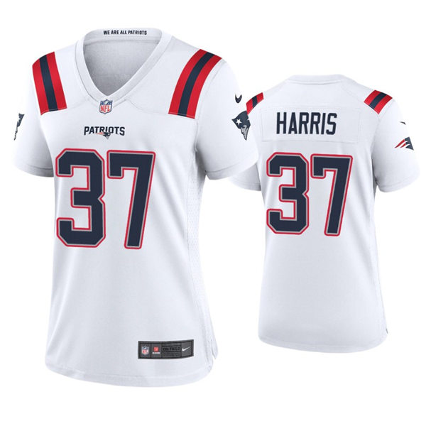 Womens New England Patriots #37 Damien Harris Nike White Limited Jersey