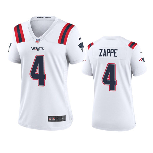 Womens New England Patriots #4 Bailey Zappe Nike White Limited Jersey