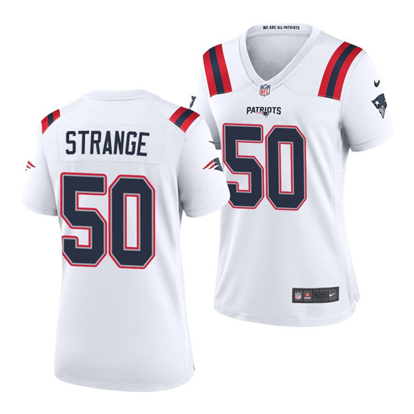 Womens New England Patriots #50 Cole Strange Nike White Limited Jersey