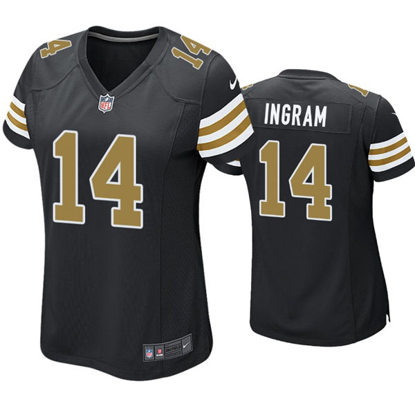 Womens New Orleans Saints #14 Mark Ingram Jr. Nike Black Alternate Stripe Sleeves Limited Jersey