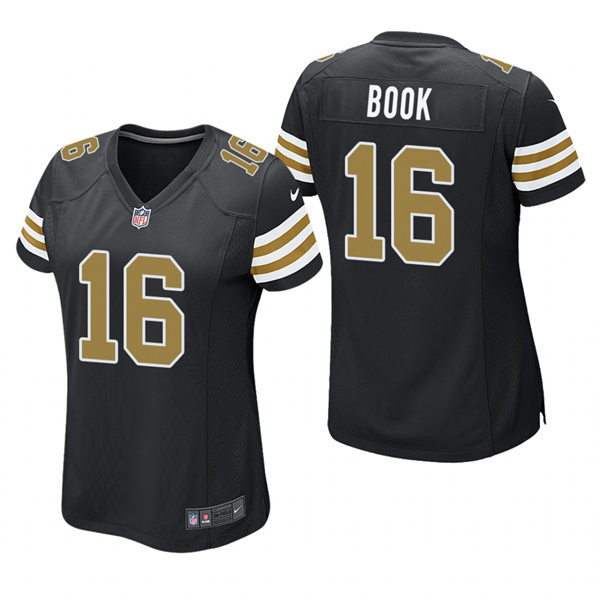 Womens New Orleans Saints #16 Ian Book Nike Black Alternate Stripe Sleeves Limited Jersey