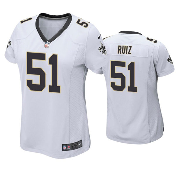 Womens New Orleans Saints #51 Cesar Ruiz Nike White Limited Jersey