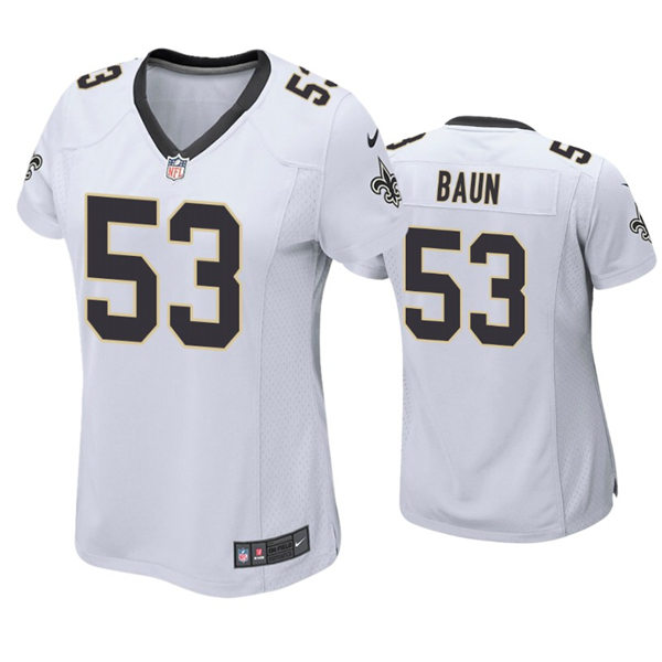 Womens New Orleans Saints #53 Zack Baun Nike White Limited Jersey