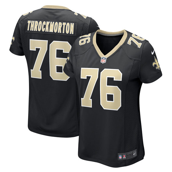 Womens New Orleans Saints #76 Calvin Throckmorton Nike Black Limited Jersey
