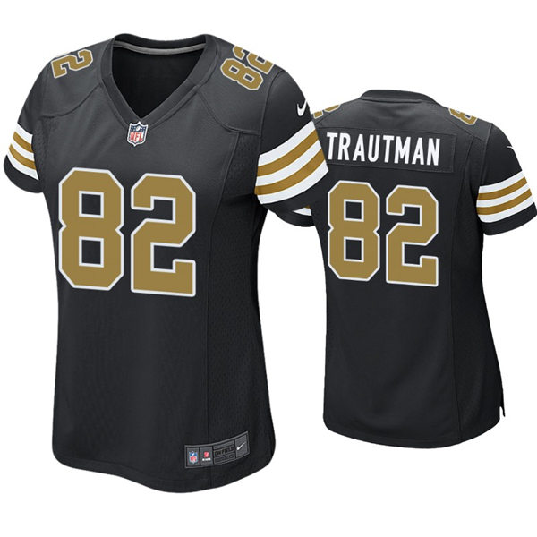 Womens New Orleans Saints #82 Adam Trautman Nike Black Alternate Stripe Sleeves Limited Jersey