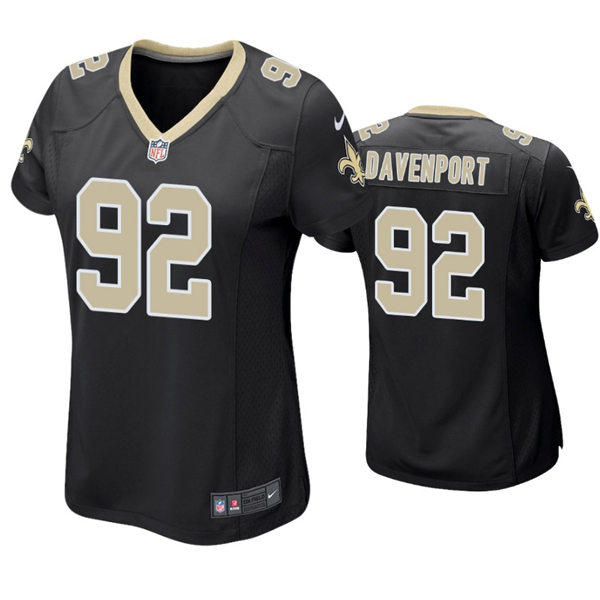 Womens New Orleans Saints #92 Marcus Davenport Nike Black Limited Jersey