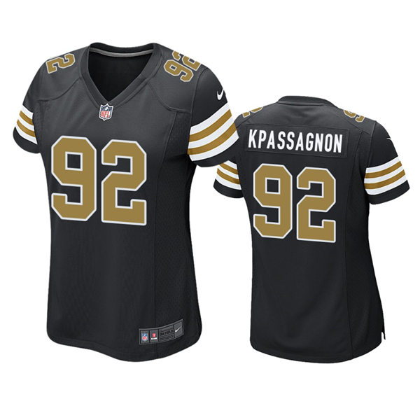 Womens New Orleans Saints #92 Tanoh Kpassagnon Nike Black Alternate Limited Jersey