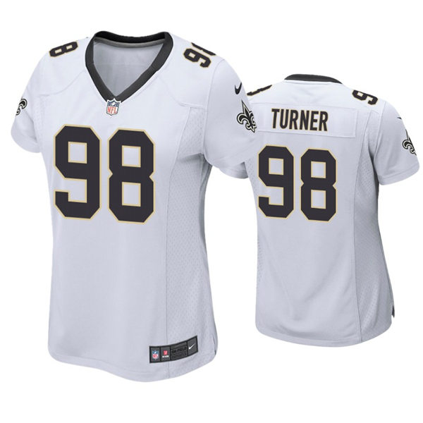 Womens New Orleans Saints #98 Payton Turner Nike White Limited Jersey