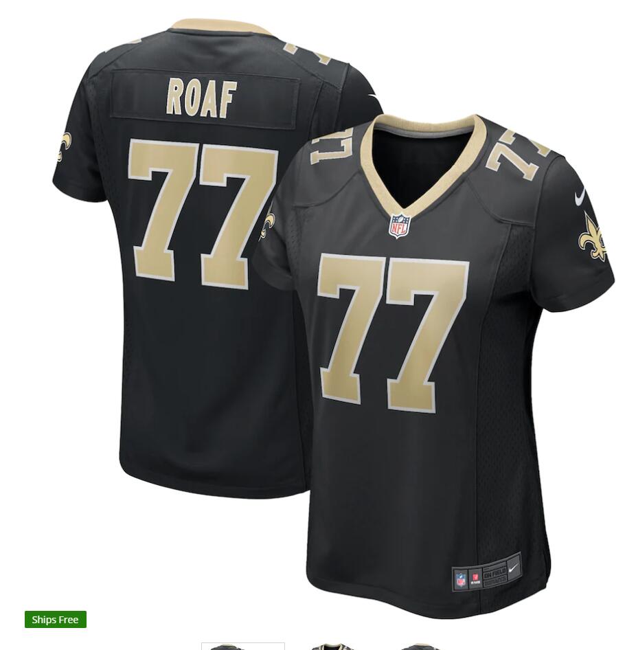 Womens New Orleans Saints Retired Player #77 Willie Roaf Nike Black Limited Jersey