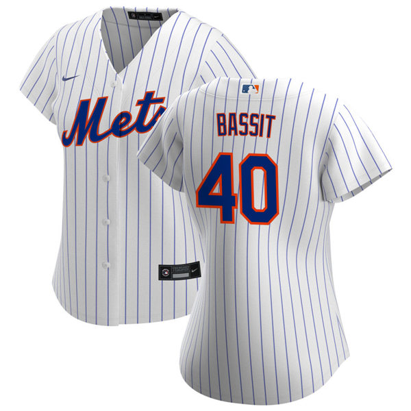 Womens New York Mets #40 Chris Bassitt Nike White Pinstripe Home Jersey