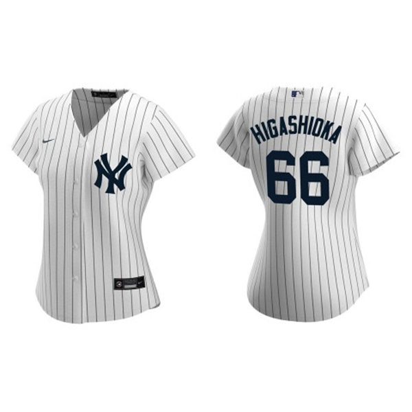Womens New York Yankees #66 Kyle Higashioka White Home with Name Cool Base Jersey