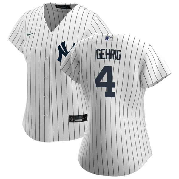 Womens New York Yankees Retired Player #4 Lou Gehrig Nike White Home Cool Base Jersey