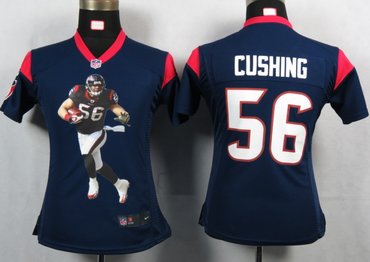 Womens NEW NFL Houston Texans 56 Cushing Blue Portrait Fashion Game Jerseys