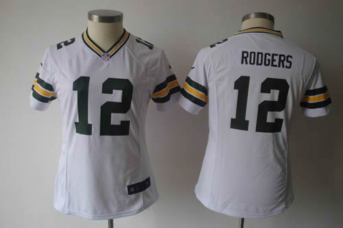 Womens NEW NFL Green Bay Packers 12 Aaron Rodgers White Jerseys