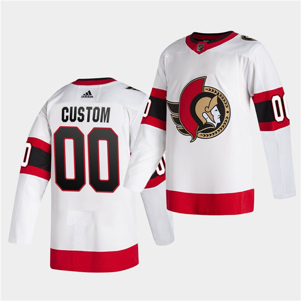 Womens Ottawa Senators Custom Adidas White Red Away Jersey Stitched