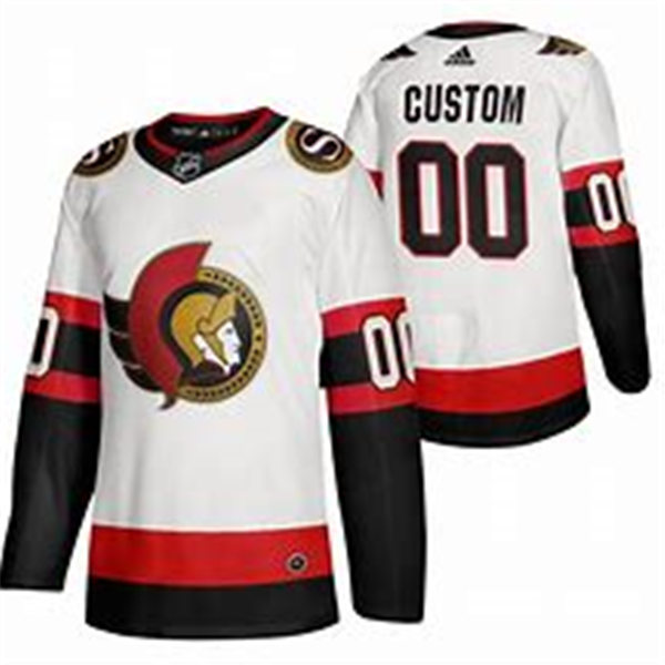 Womens Ottawa Senators Custom White Black Adidas NHL Throwback Jersey Stitched