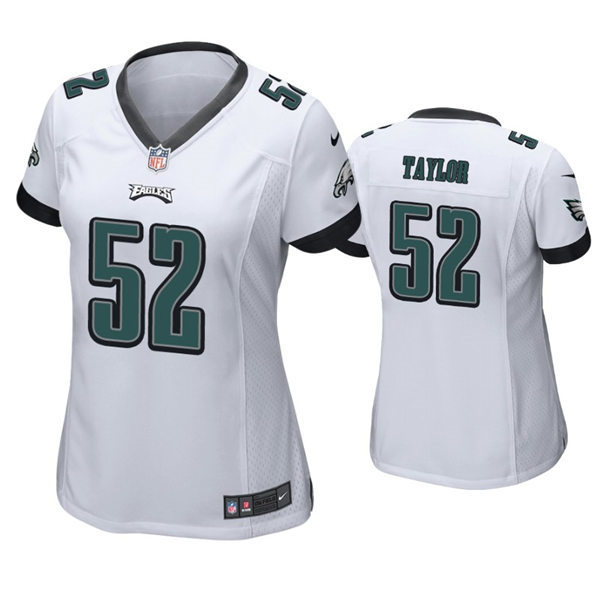 Womens Philadelphia Eagles #52 Davion Taylor Nike White Limited Jersey