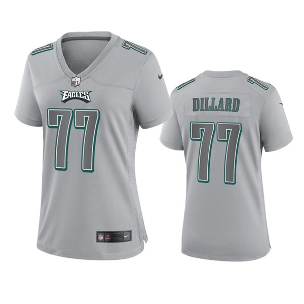 Womens Philadelphia Eagles #77 Andre Dillard Gray Atmosphere Fashion Game Jersey