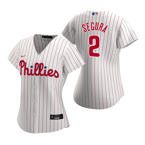 Womens Philadelphia Phillies #2 Jean Segura Nike White Pinstripe Home Jersey