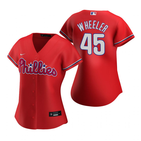 Womens Philadelphia Phillies #45 Zack Wheeler Nike Red Alternate Jersey