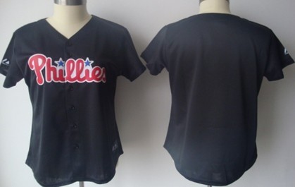Womens Philadelphia Phillies Customized Black Jersey1