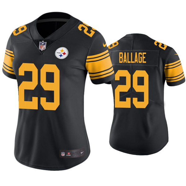 Womens Pittsburgh Steelers #29 Kalen Ballage Nike Black Color Rush Limited Jersey