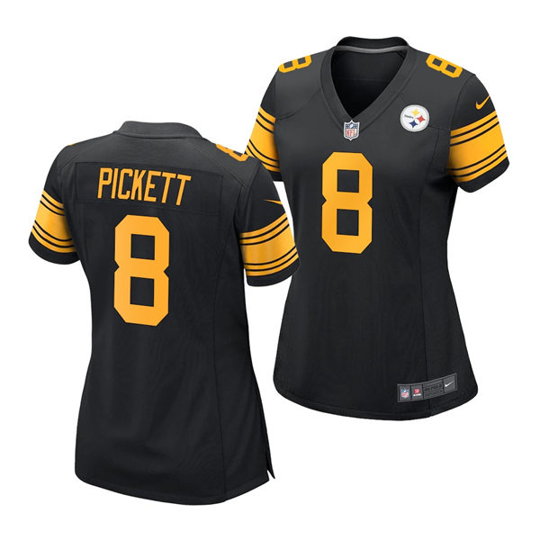 Womens Pittsburgh Steelers #8 Kenny Pickett Nike Black Color Rush