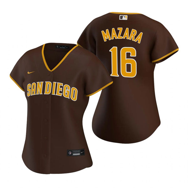 Womens San Diego Padres #16 Nomar Mazara Brown Road Jersey