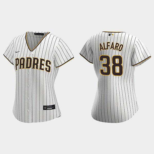 Womens San Diego Padres #38 Jorge Alfaro White Brown Home CoolBase Jersey