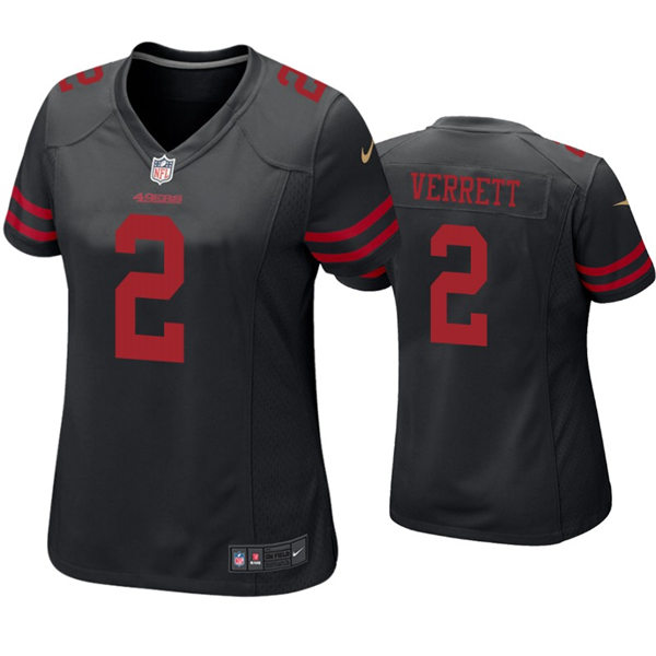 Womens San Francisco 49ers #2 Jason Verrett Nike Black Alternate Vapor Limited Jersey