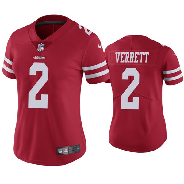 Womens San Francisco 49ers #2 Jason Verrett Nike Scarlet Vapor Limited Jersey