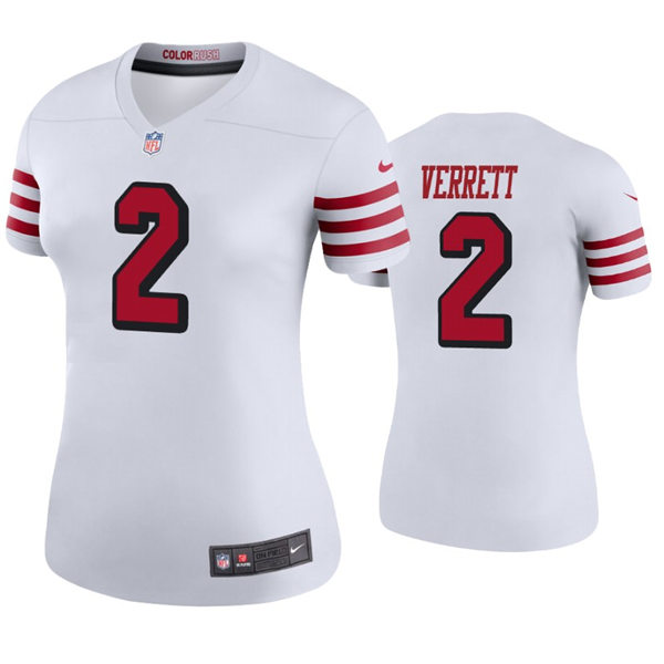 Womens San Francisco 49ers #2 Jason Verrett Nike White Retro 1994 75th Anniversary Throwback Classic Limited Jersey
