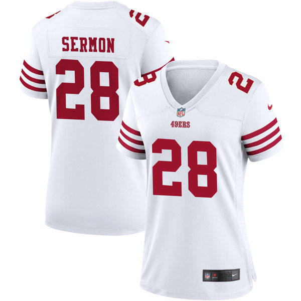 Womens San Francisco 49ers #28 Trey Sermon Nike White Retro Throwback Classic Jersey