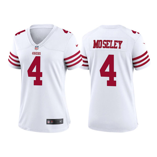 Womens San Francisco 49ers #4 Emmanuel Moseley Nike White Retro Throwback Classic Jersey