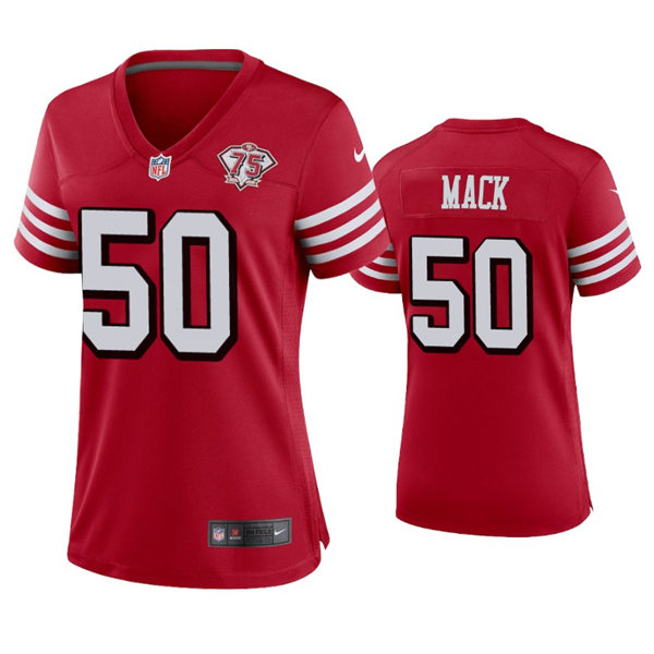 Womens San Francisco 49ers #50 Alex Mack Nike Scarlet Retro 1994 75th Anniversary Throwback Classic Limited Jersey