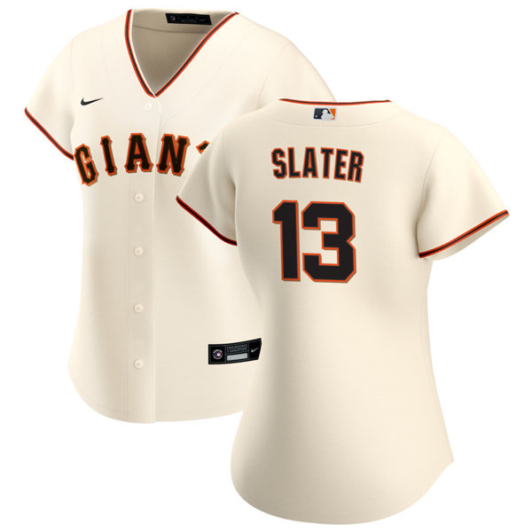 Womens San Francisco Giants #13 Austin Slater Nike Cream Home CoolBase Jersey